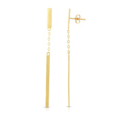 14K Yellow Gold Hanging Bar Drop Earrings fine designer jewelry for men and women